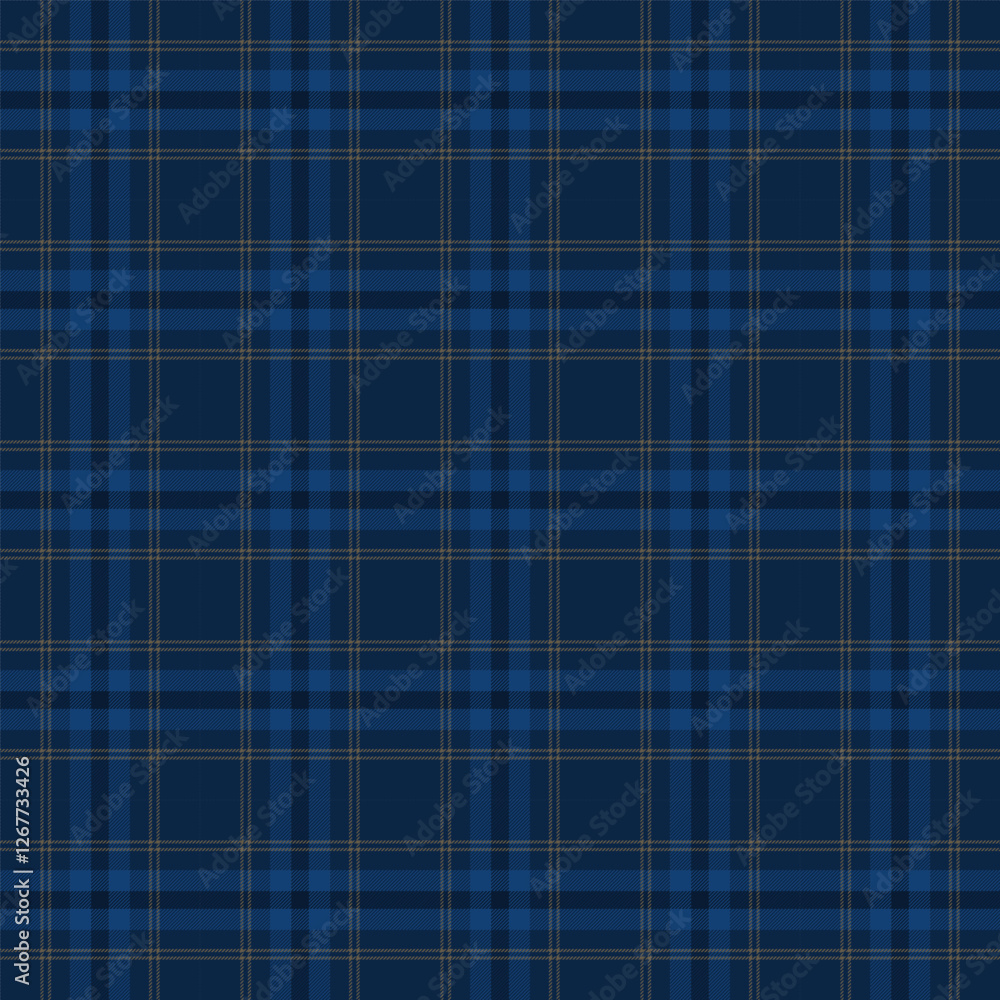 Plaid with twill weave repeat pattern in dark blue.Gingham seamless pattern with stripes.Checkered tartan Geometric graphic vector illustration background. Plaid with twill weave repeat pattern in dark blue.Gingham seamless pattern with stripes.Checkered tartan Geometric graphic vector illustration background.