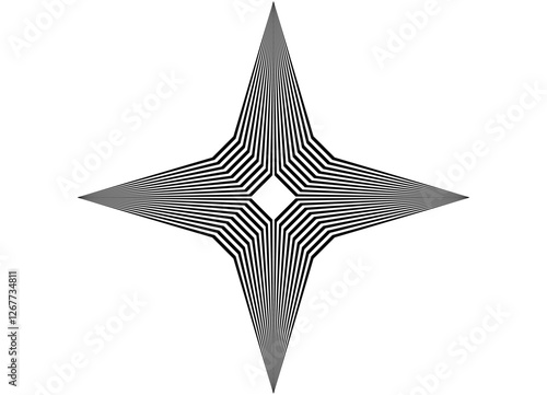 Vector star made of black parallel lines on a white background. Striped pattern. Design element. Vector background