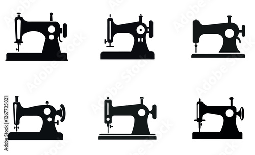 Vintage Sewing Machine Silhouettes for Design Elements