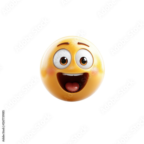 3D Render of a Joyful and Excited Emoji, Big Laugh, Happy Face