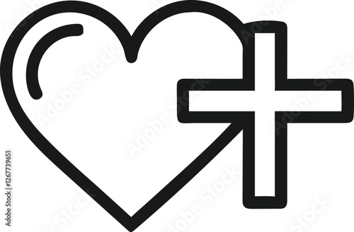 Simple graphic of a heart and cross, representing faith and love.