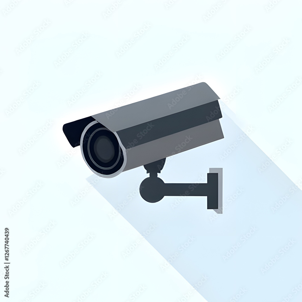 Surveillance Security Camera Icon with Long Shadow Surveillance Security Camera Icon with Long Shadow