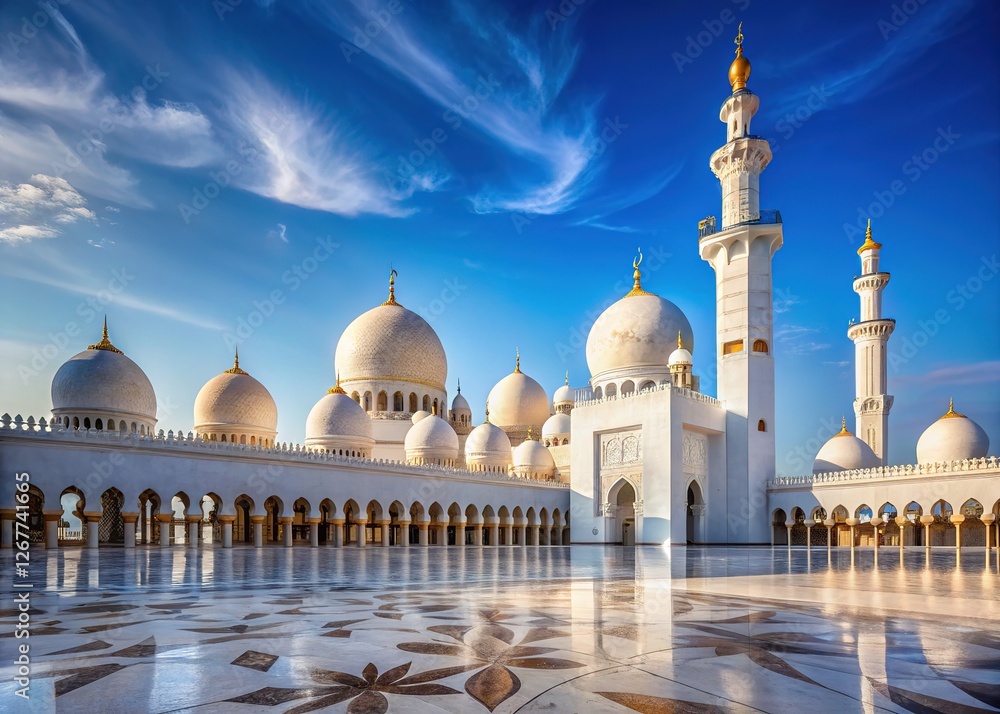 Fototapeta premium Sheikh Zayed Mosque, a masterpiece of Islamic architecture, ranks among the world's largest.