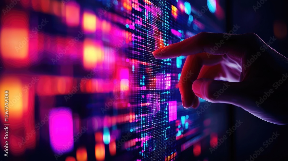 Abstract Digital Interaction with Colorful Neon Light Patterns Abstract Digital Interaction with Colorful Neon Light Patterns