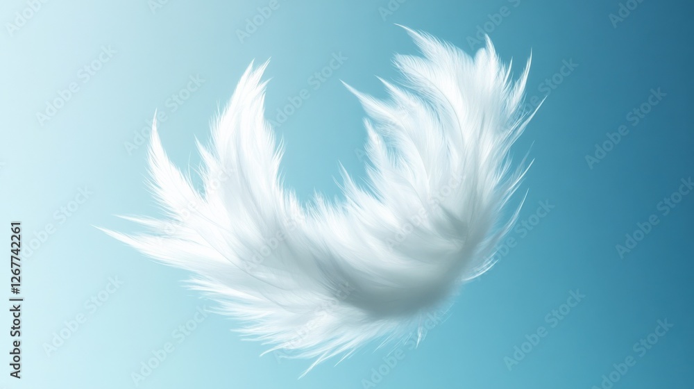 Obraz premium White Feather on Blue Background