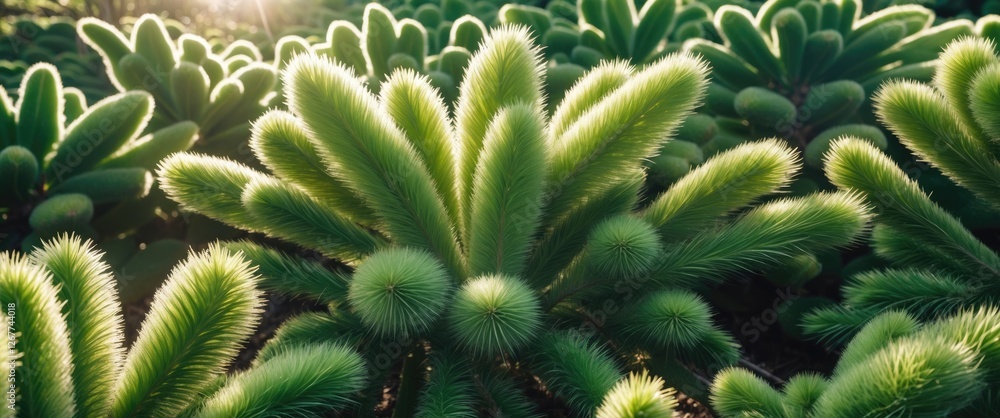 Green cactus plants in a sunlit landscape with vibrant foliage and unique shapes showcasing nature's patterns and textures Copy Space Green cactus plants in a sunlit landscape with vibrant foliage and unique shapes showcasing nature's patterns and textures Copy Space