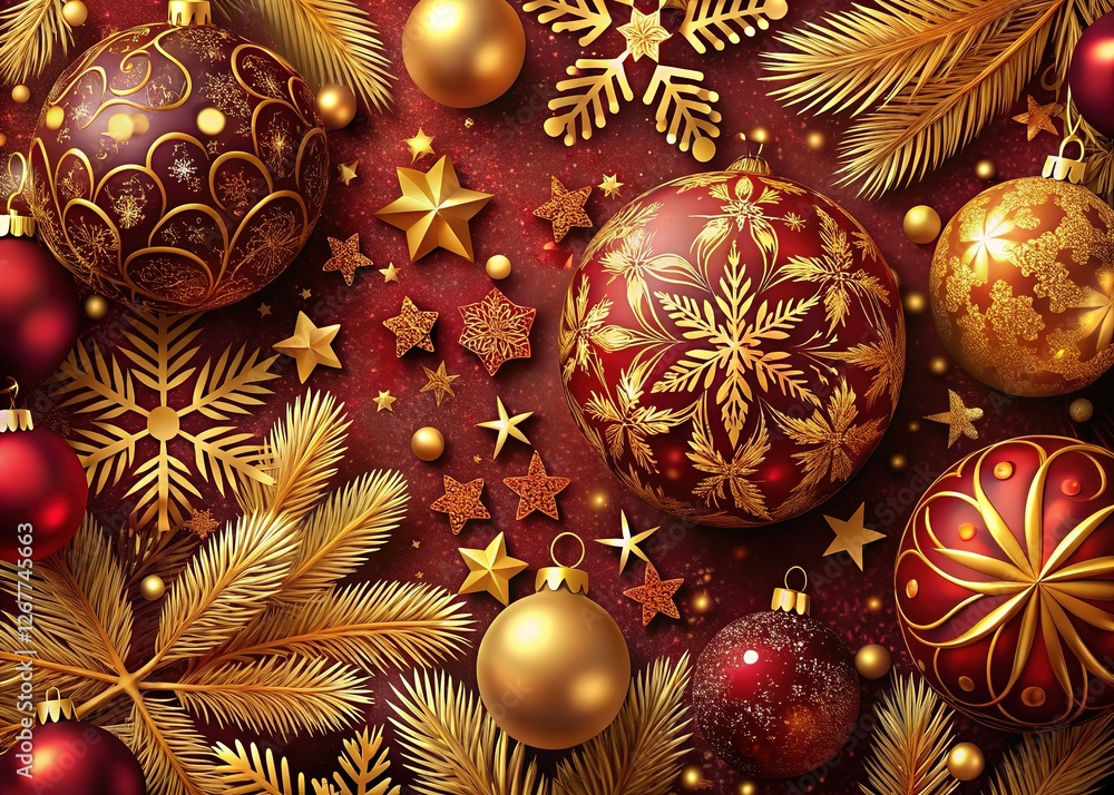 Dark, festive abstract design, featuring crimson and gold. Dark, festive abstract design, featuring crimson and gold.