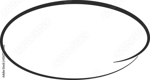 Oval speech bubble pointing right with thick lines, hand drawn doodle style, isolated on white background, ideal for comics and graphic design