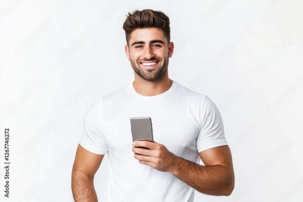 young man texting on mobile phone young man texting on mobile phone