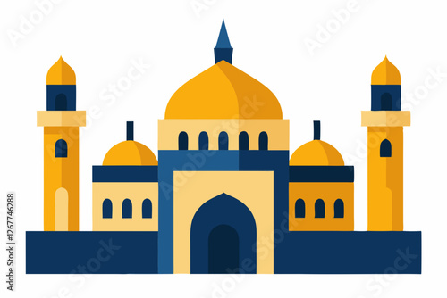 vector illustration of a mosque in the morning