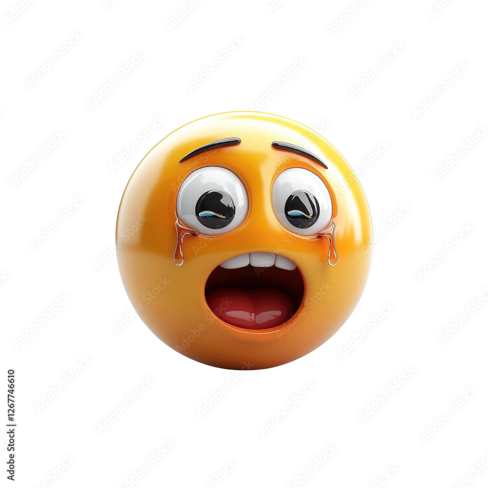 3D Render of a Crying and Shocked Emoticon 3D Render of a Crying and Shocked Emoticon