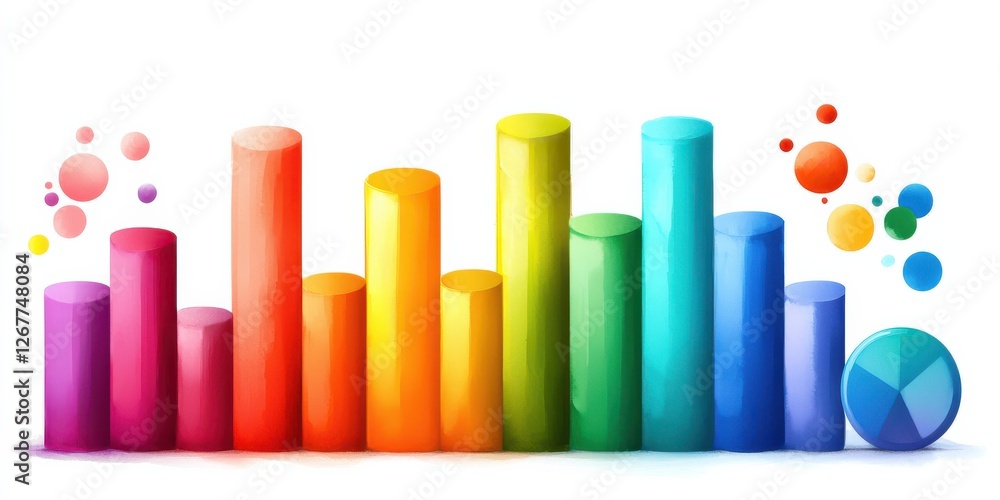 A vibrant graphic featuring colorful bars and spheres, representing data visualization and analytics. A vibrant graphic featuring colorful bars and spheres, representing data visualization and analytics.