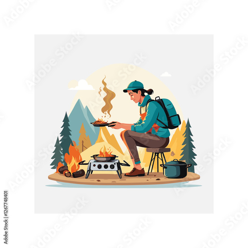 Backpacker travel vector illustration