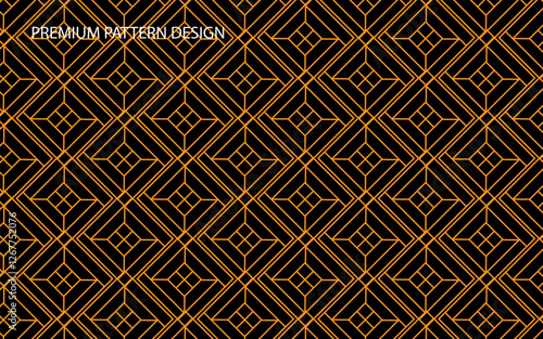 Luxury Geometric Seamless Pattern – Art Deco Gold on Black Background with Vector Design.