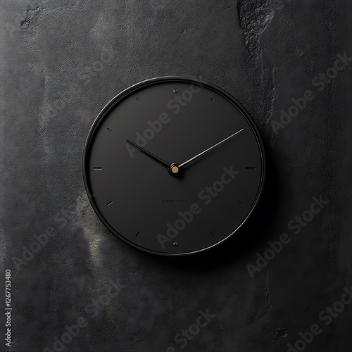 Wallpaper Mural A minimalist black clock on a dark textured background Torontodigital.ca