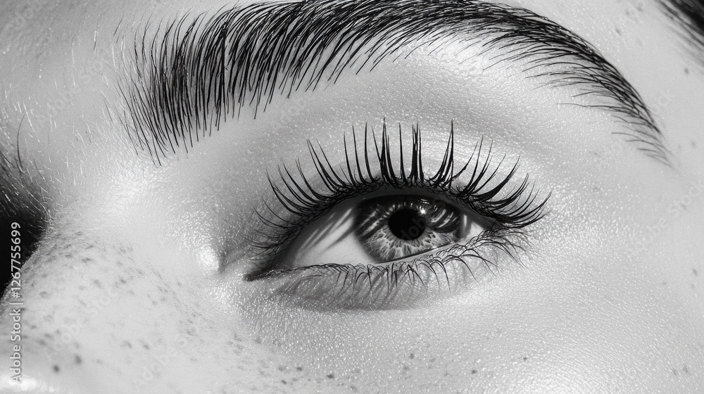 Close-up of a person's eye. the eye is the focal point of the image, with the iris and the pupil clearly visible. the eyelashes are long and full, and the eyebrows are neatly groomed and well-defined. Close-up of a person's eye. the eye is the focal point of the image, with the iris and the pupil clearly visible. the eyelashes are long and full, and the eyebrows are neatly groomed and well-defined.