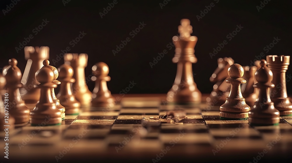 Chess Game in Progress, Close Up Chess Game in Progress, Close Up