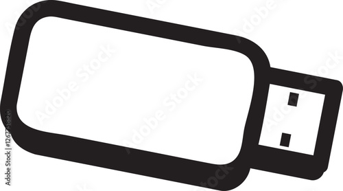 Simple, bold usb flash drive icon in black and white, symbolizing data storage and transfer in the digital age, perfect for technology related projects