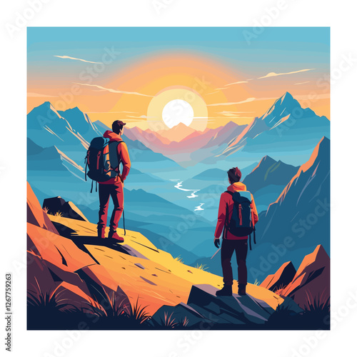 Backpacker travel vector illustration