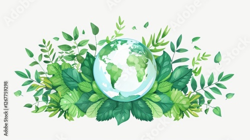 Vibrant earth surrounded by lush green foliage symbolizing environmental awareness and sustainability efforts photo