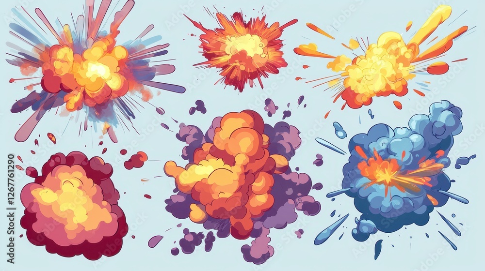 Explosive Colorful Burst: Vibrant Abstract Explosion Illustration with Multicolor Paint Splash and Dynamic Smoke Effects Explosive Colorful Burst: Vibrant Abstract Explosion Illustration with Multicolor Paint Splash and Dynamic Smoke Effects