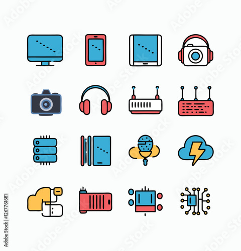 Technology icons symbol pack illustration creative concept