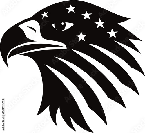 usa flag eagle head logo vector art