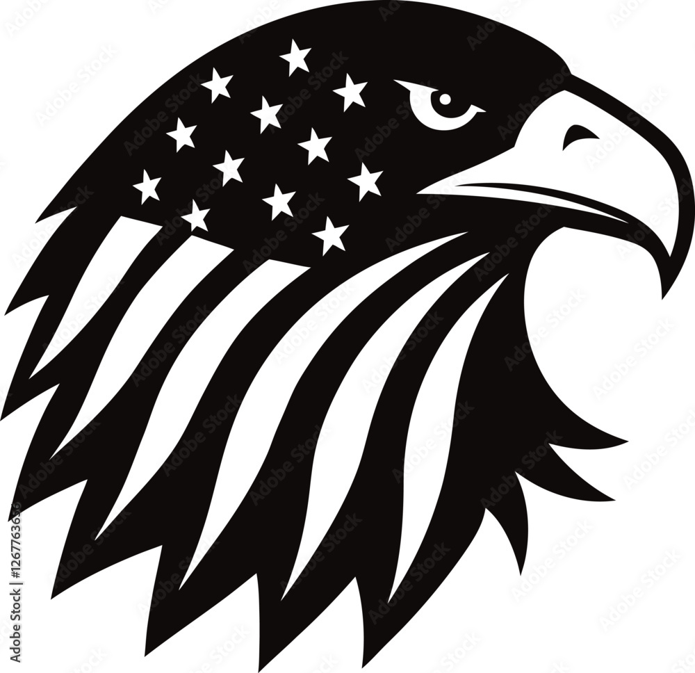 Fototapeta premium usa flag eagle head logo vector art