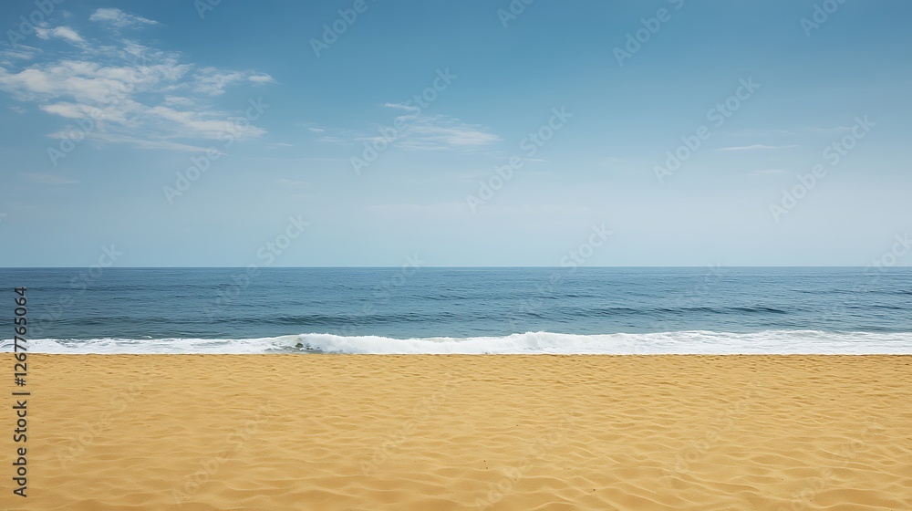 Serene Seascape Beach Scene Under A Calm Sky Serene Seascape Beach Scene Under A Calm Sky