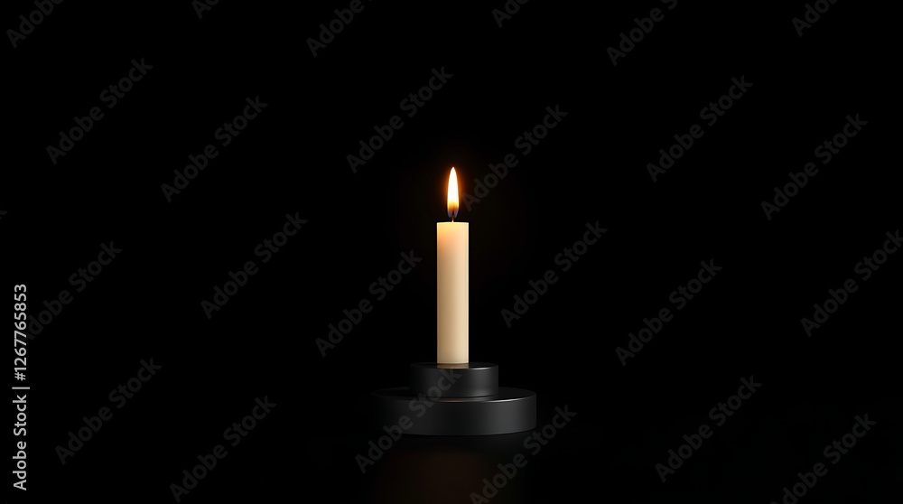 Single Burning Candle in Darkness - Minimalist Glow, Peace, Solitude, Hope, Meditation, and Tranquility Single Burning Candle in Darkness - Minimalist Glow, Peace, Solitude, Hope, Meditation, and Tranquility