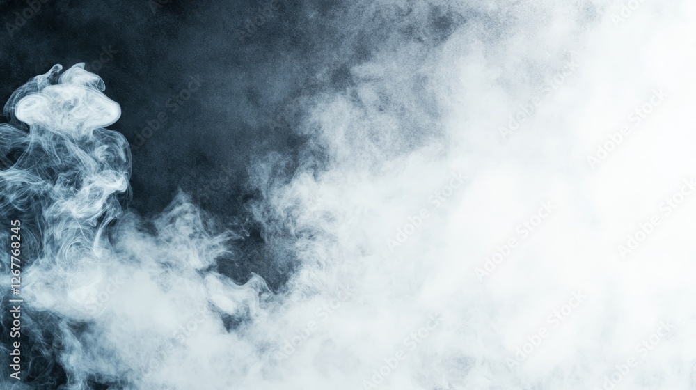 Fototapeta premium Ethereal Smoke Wisps - Abstract of swirling white smoke against a dark gray background. Perfect for designs needing a mysterious or ethereal feel