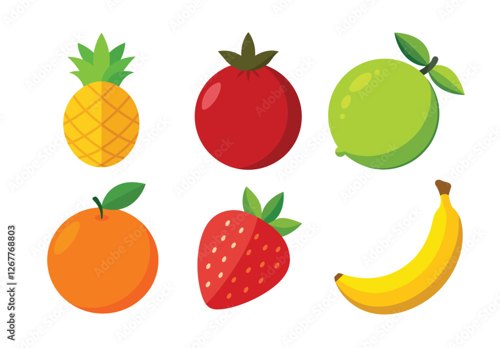Set of fruit vector elements. Set of fruit vector elements.