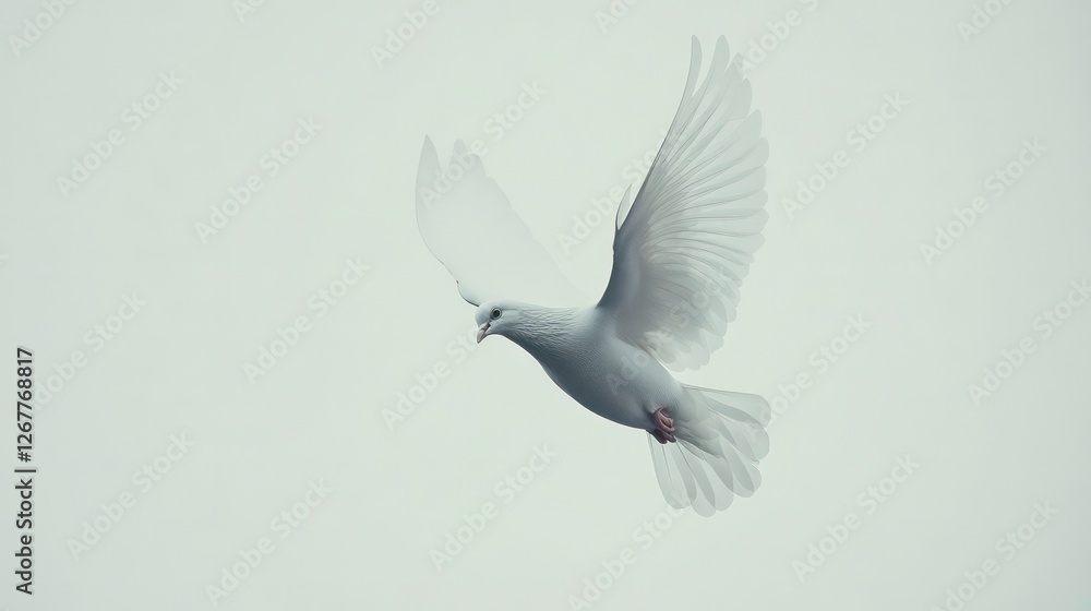 Fototapeta premium White dove flying in the sky, peace, freedom, hope, beautiful