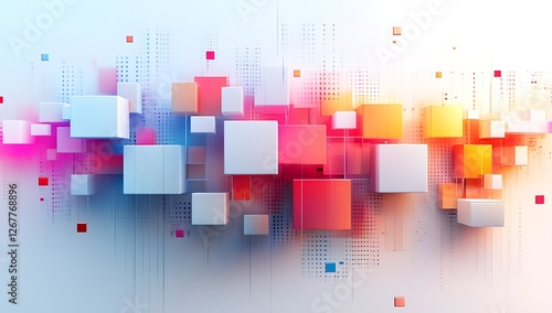 Creative Geometric Art with Colorful Accents and Abstract Design