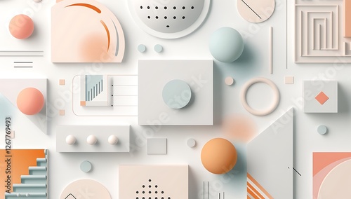 Creative Geometric Art with Colorful Accents and Abstract Design