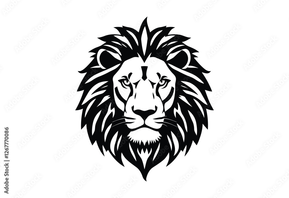 Obraz premium lion head vector silhouette on white background