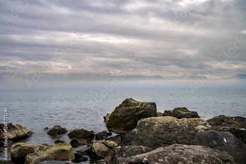 Beautifull scenery of lake Geneva taken in Laussane