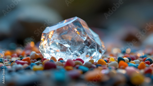 Crystal Ice Formation on Colorful Beads - Macro Photography Art
