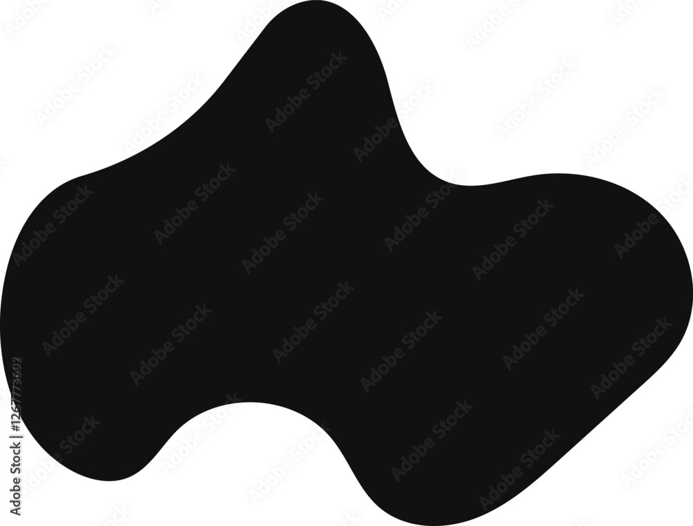 Smooth, curved, and irregular black blob shape creates a sense of fluidity and dynamism against a clean white backdrop, offering a versatile design element for various creative projects Smooth, curved, and irregular black blob shape creates a sense of fluidity and dynamism against a clean white backdrop, offering a versatile design element for various creative projects