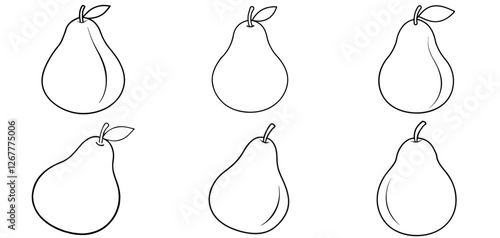 pear Coloring Page Printable Line Art Drawing