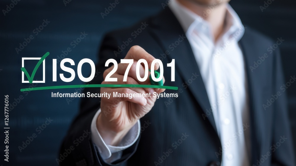 Businessman highlights iso twenty seven thousand and one certification standards Businessman highlights iso twenty seven thousand and one certification standards