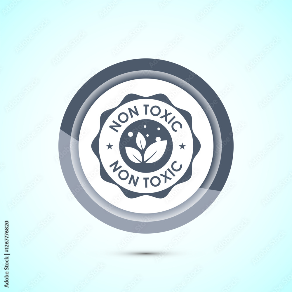 Non toxic icon design illustration. No harmful chemical sign. Gray color button design Non toxic icon design illustration. No harmful chemical sign. Gray color button design
