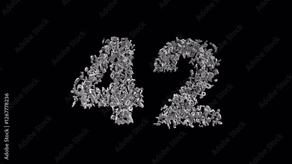 Number 42 Made of Numbers with Alpha Channel. 3D Font Number Animation. Transparent Background Number 42 Made of Numbers with Alpha Channel. 3D Font Number Animation. Transparent Background