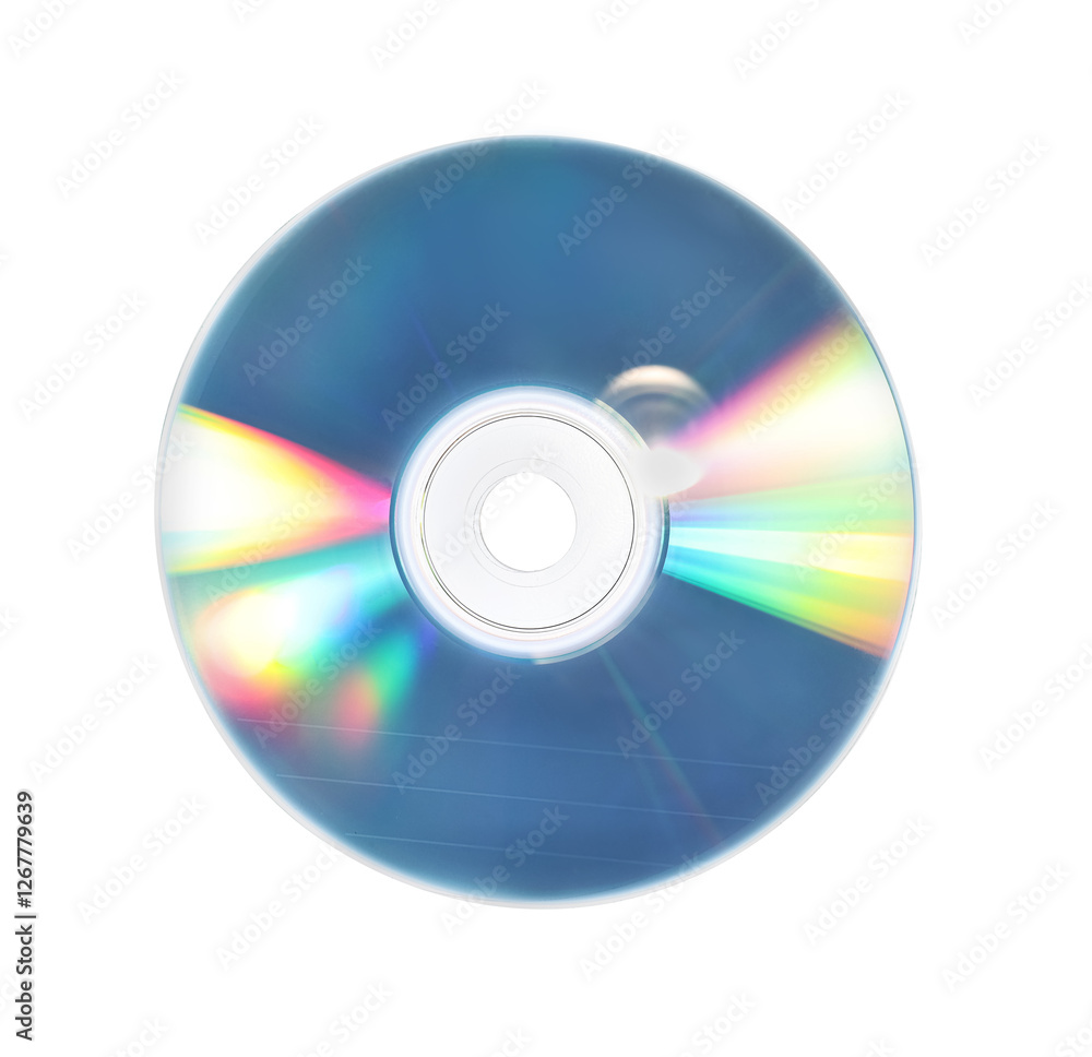 One shiny compact disc isolated on white One shiny compact disc isolated on white