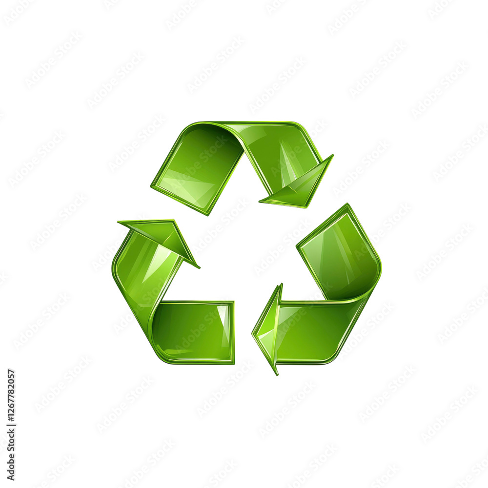 Fototapeta premium Glossy Green Recycling Symbol Eco-Friendly 3D Render