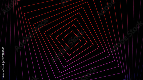  Red and black abstract geometric rotating squares pattern background 4k