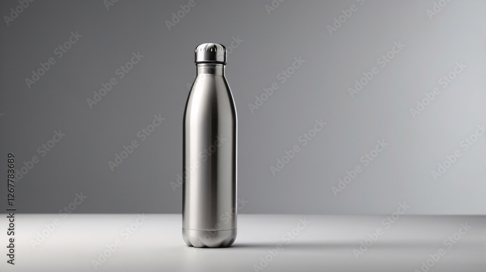 steel bottle for water or drinks, thermos, in neutral background steel bottle for water or drinks, thermos, in neutral background