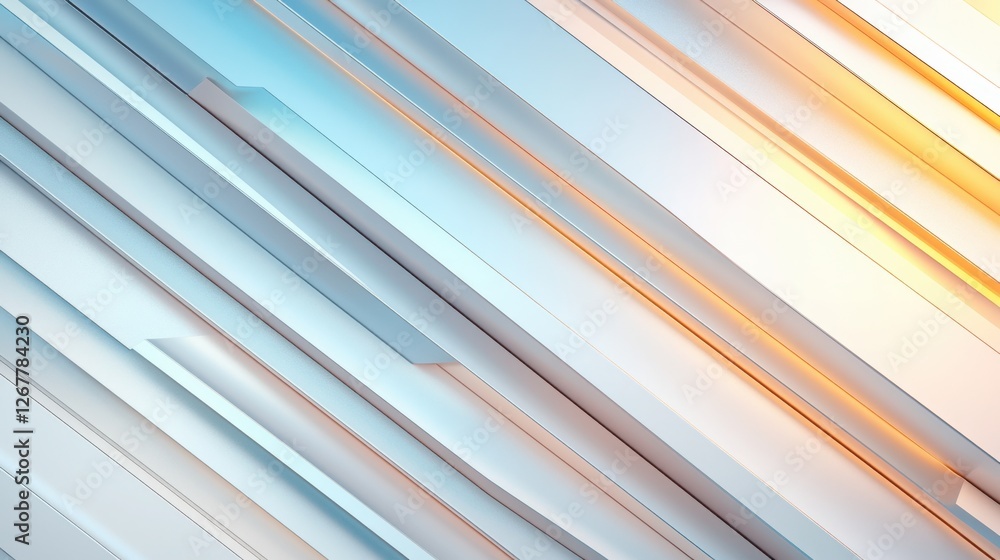 Obraz premium Creative Gradient and Artistic Blend on Solid Background. Abstract diagonal lines in soft blue and orange hues.