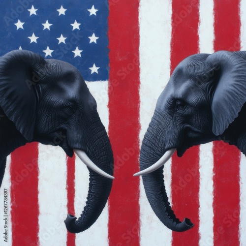 Republican Elephants Against American Flag