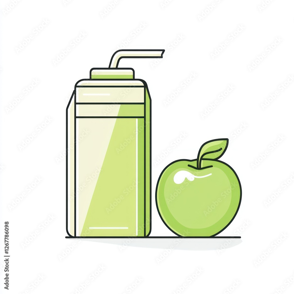 Healthy drink and fruit. Simple illustration Healthy drink and fruit. Simple illustration